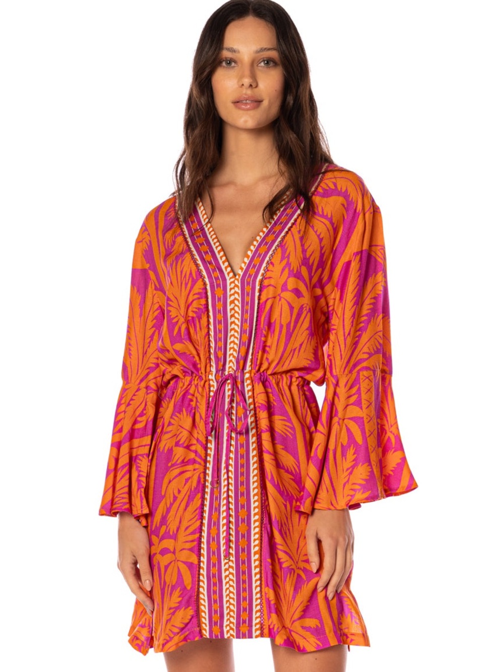 Maagi Flamingo Palm Enjoyable V Kaftan - Medium